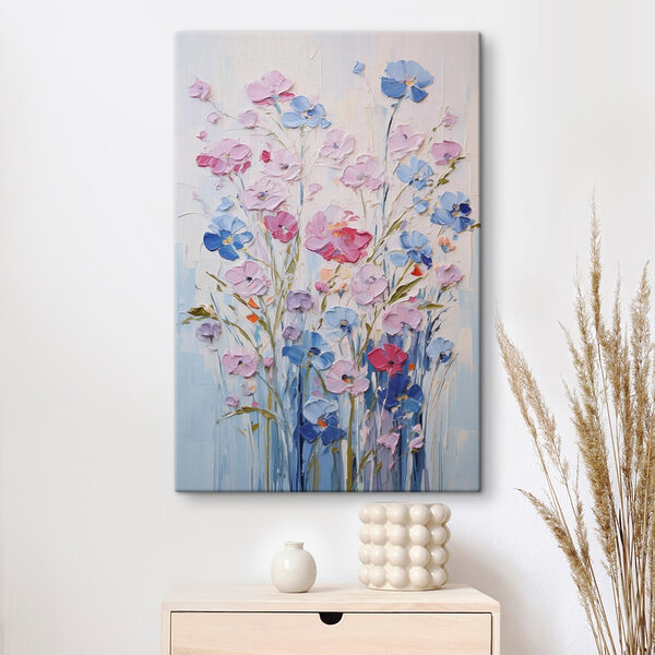 Painting of flowers on a white surface Painting of flowers on a white surface