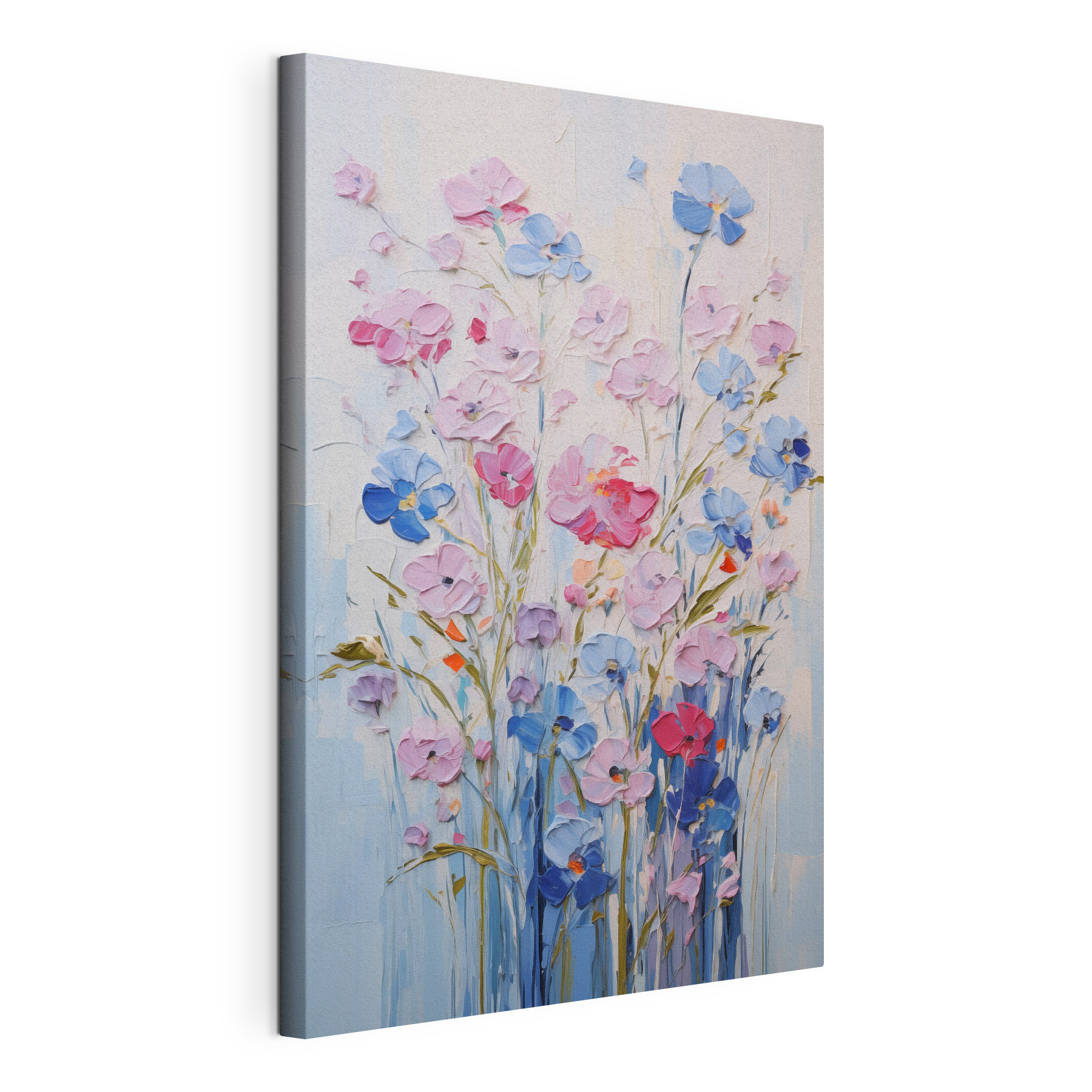 Painting of flowers on a white surface Painting of flowers on a white surface