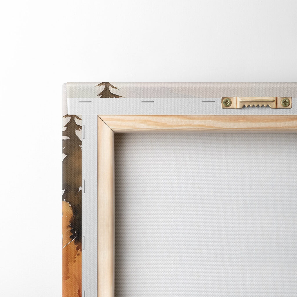 Watercolor painting of a river running through a forest Watercolor painting of a river running through a forest