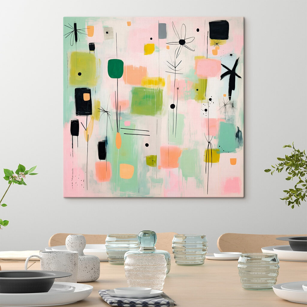 Painting of squares and flowers