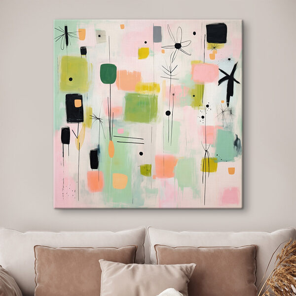 Painting of squares and flowers