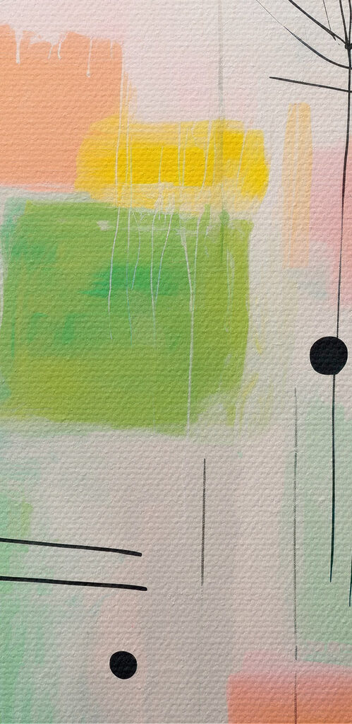 Painting of squares and flowers