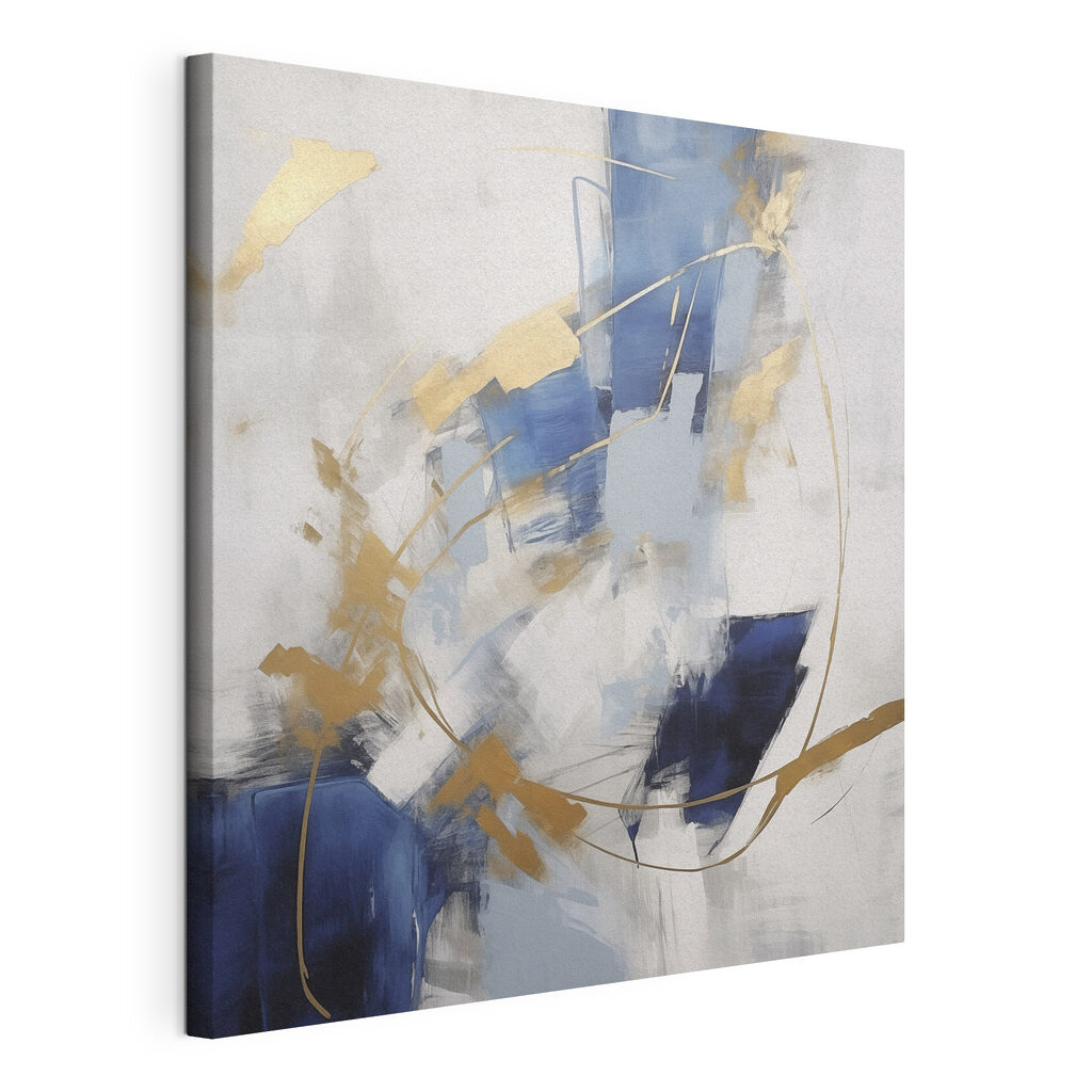 Painting of a blue and white wall