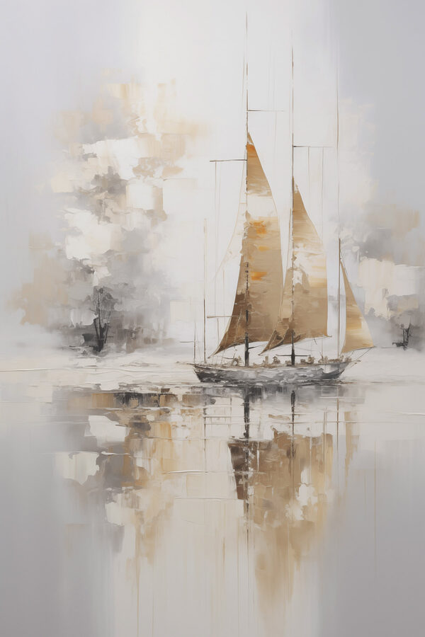 Painting of a sailboat in the water Painting of a sailboat in the water