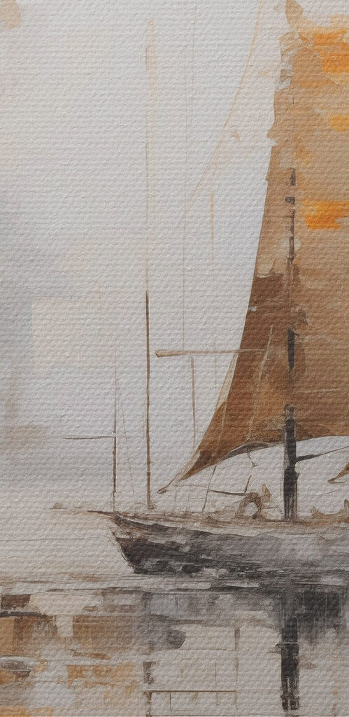 Dipinto raffigurante una barca a vela in acqua Dipinto raffigurante una barca a vela in acqua