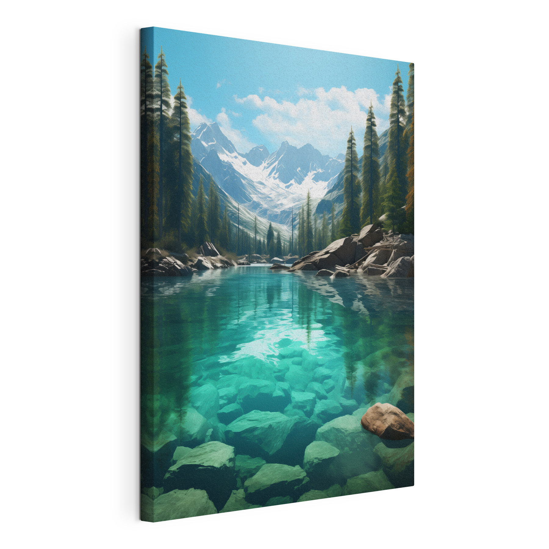 Lago di montagna con alberi e rocce Lago di montagna con alberi e rocce