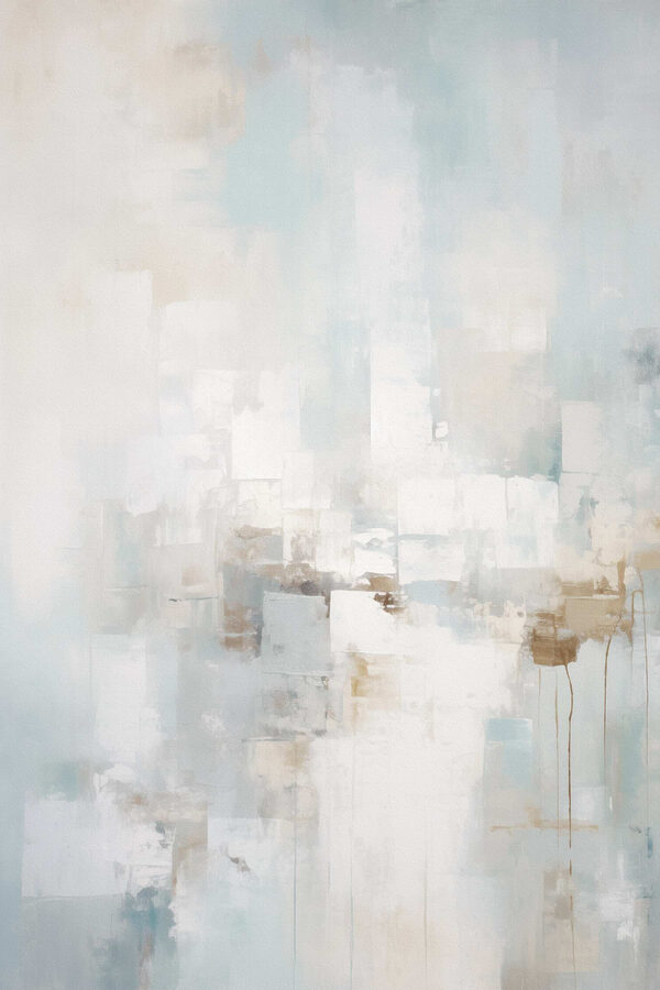 Painting of a white and blue background