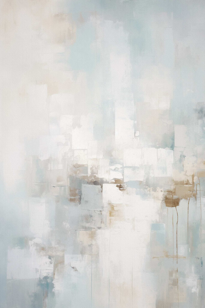Painting of a white and blue background