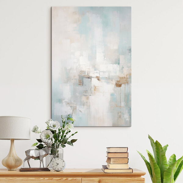 Painting of a white and blue background