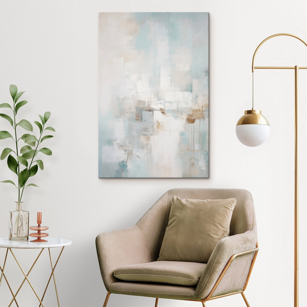 Painting of a white and blue background