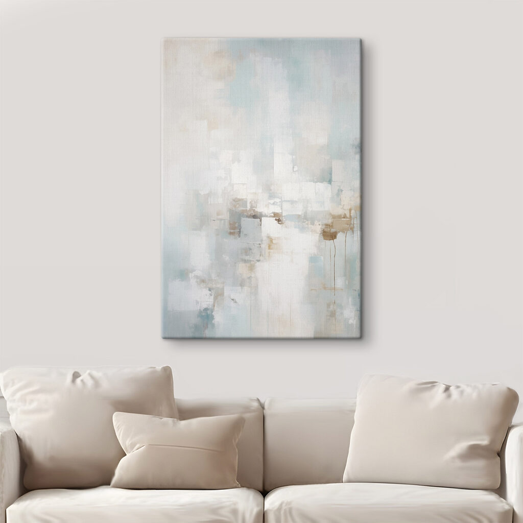 Painting of a white and blue background
