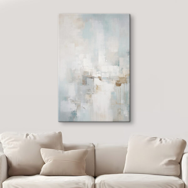 Painting of a white and blue background