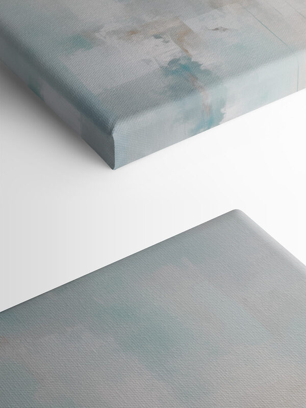 Painting of a white and blue background