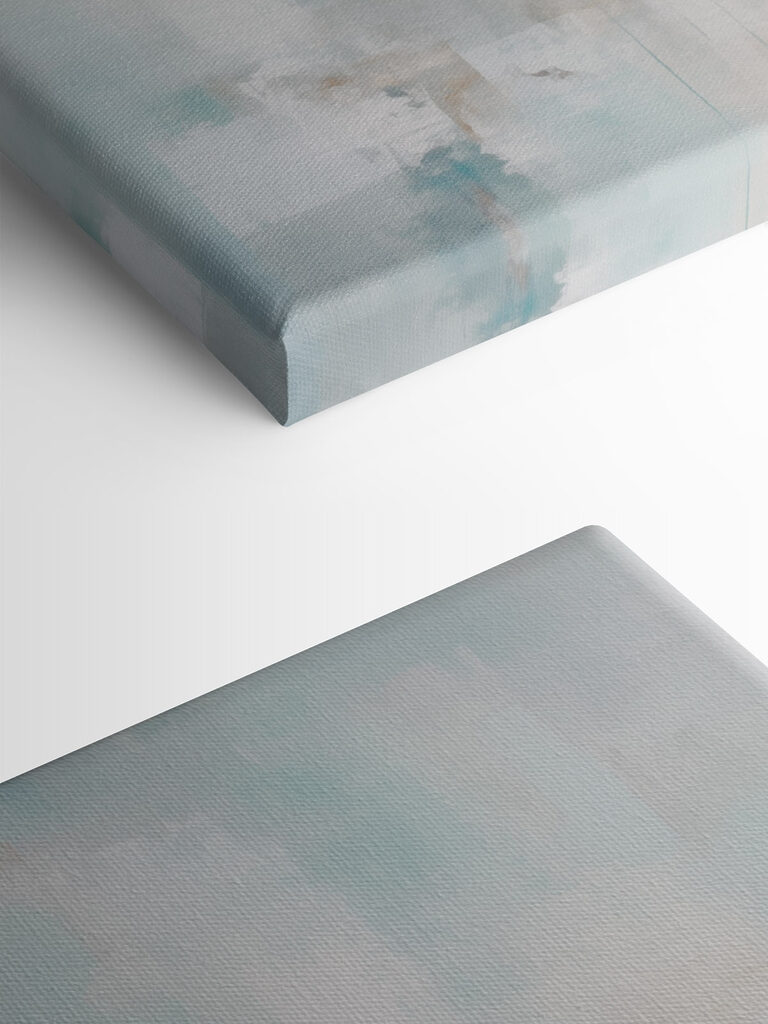 Painting of a white and blue background
