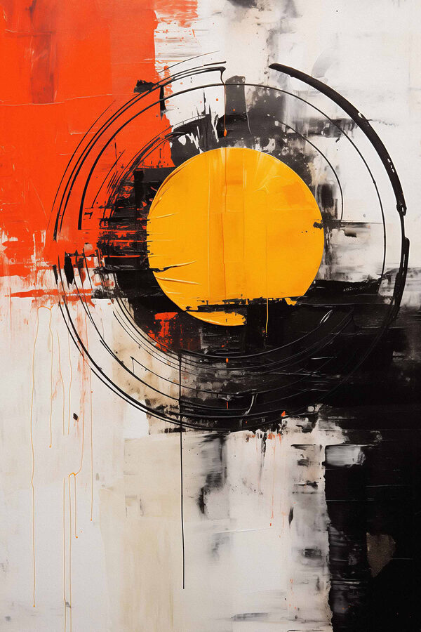 Painting of a circle with a yellow circle in the middle
