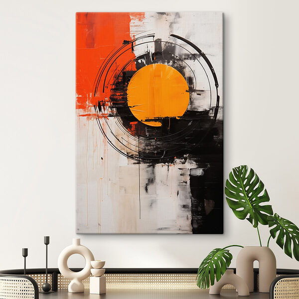 Painting of a circle with a yellow circle in the middle