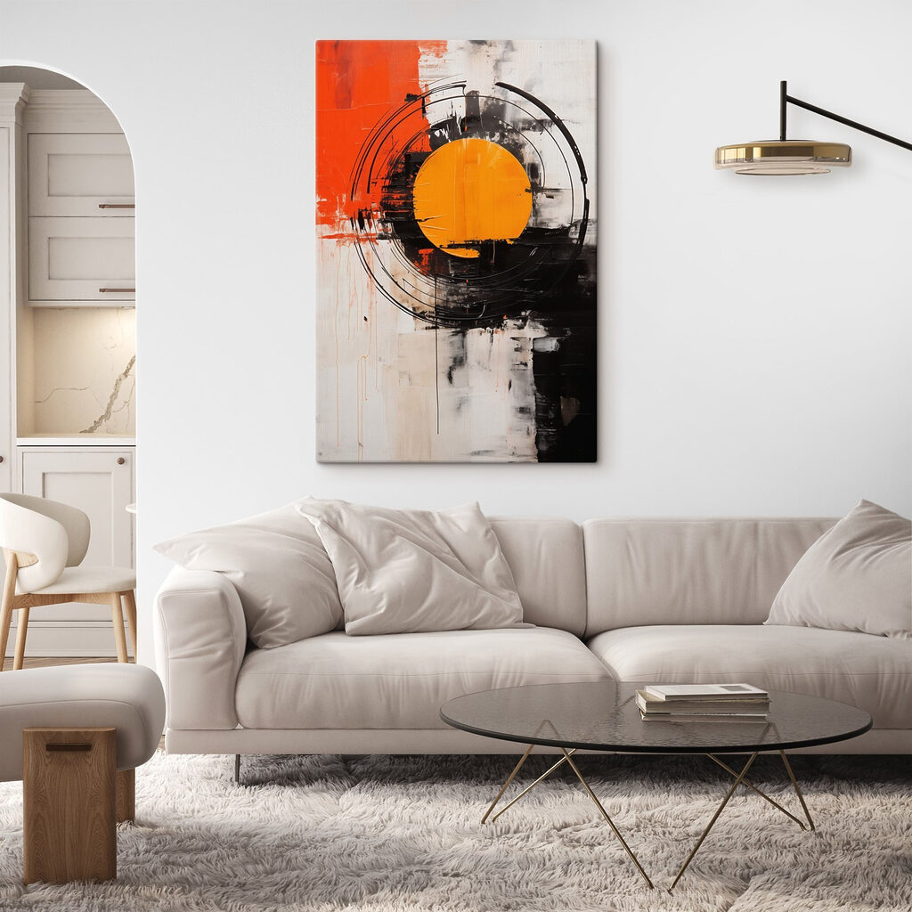 Painting of a circle with a yellow circle in the middle
