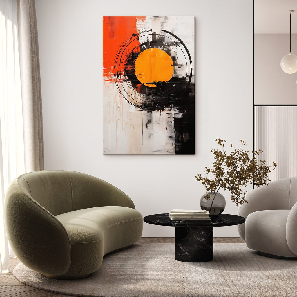 Painting of a circle with a yellow circle in the middle