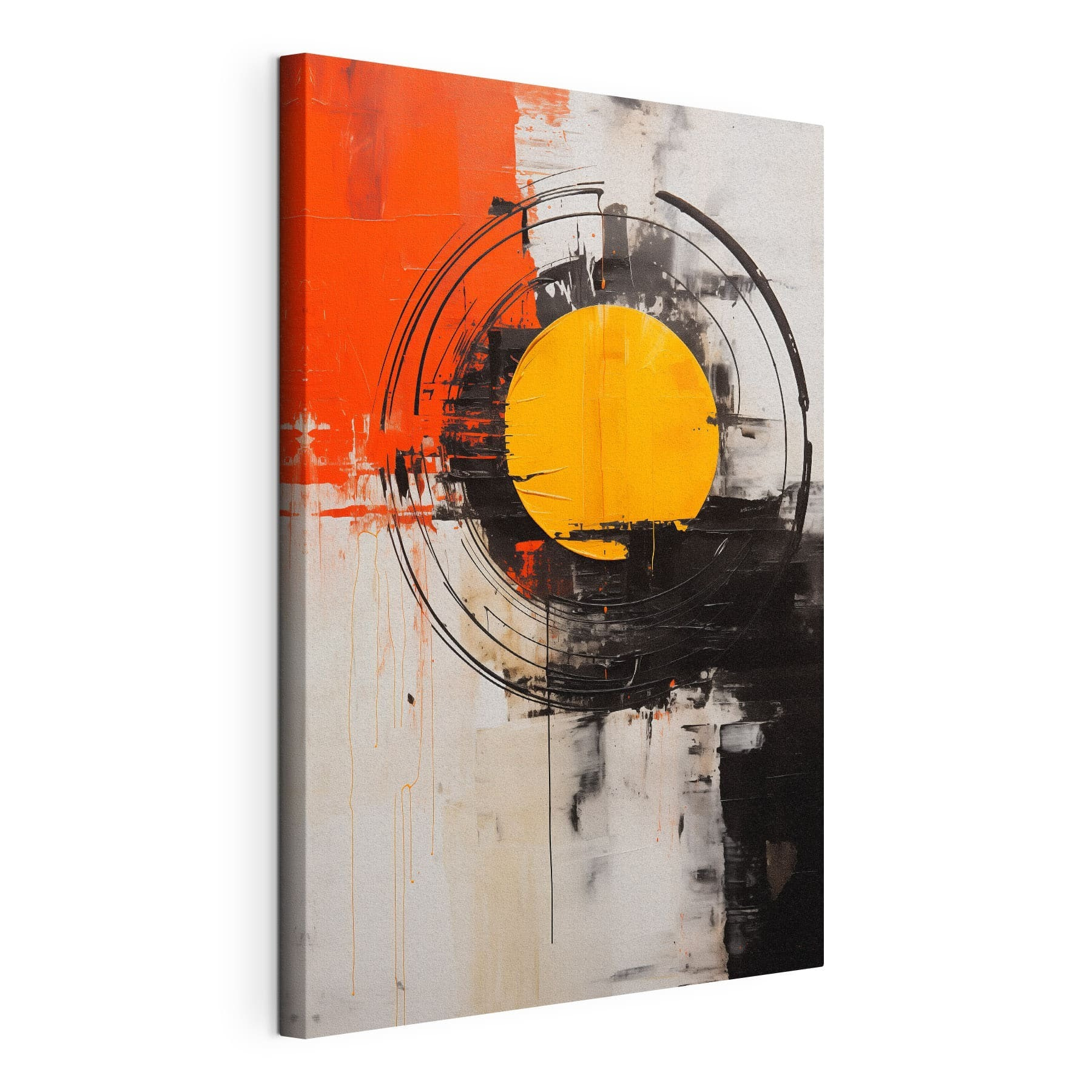 Painting of a circle with a yellow circle in the middle