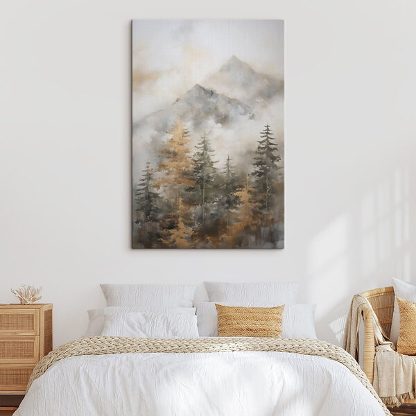 Quadri Dipinto raffigurante alberi e montagne
