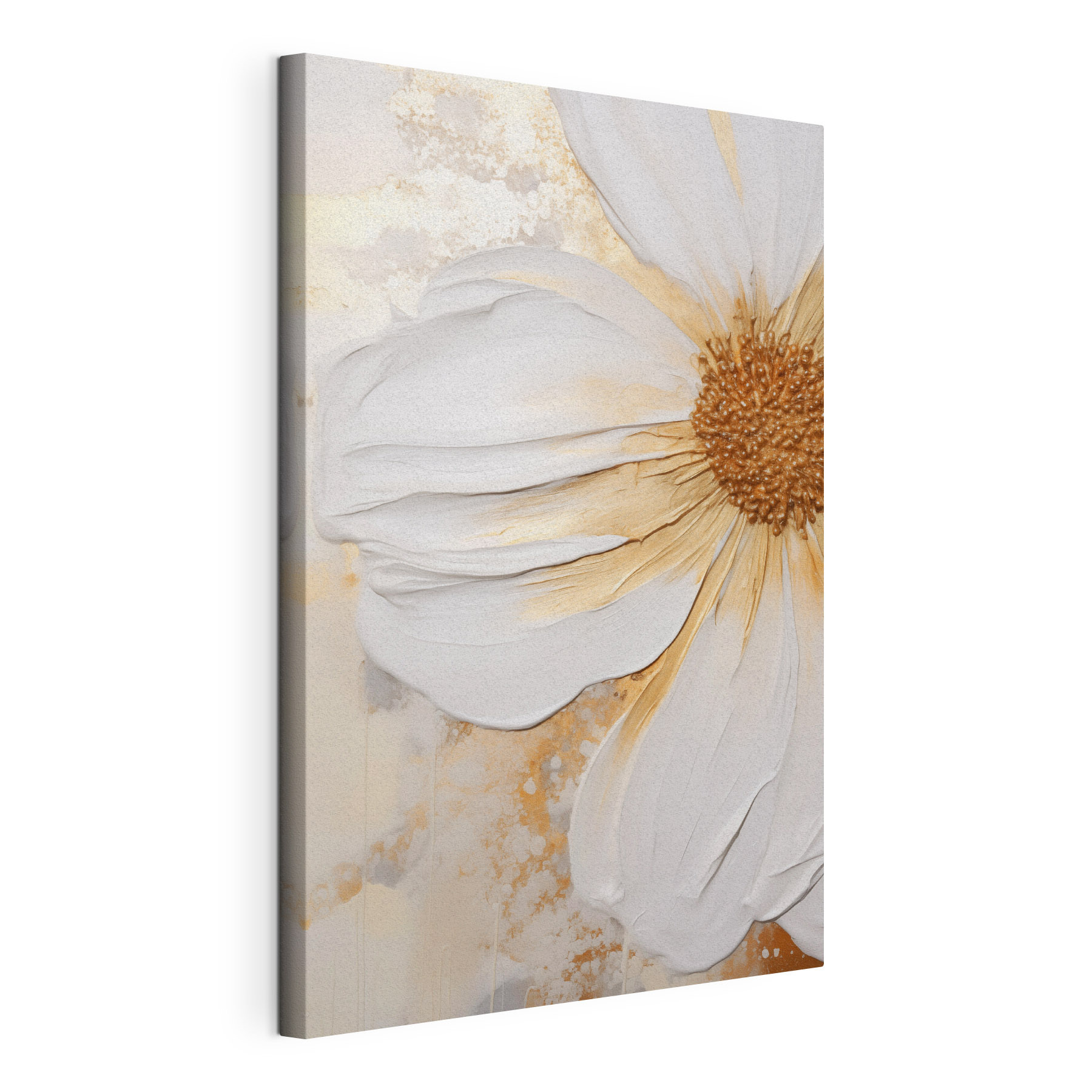 Large white flower with golden accents