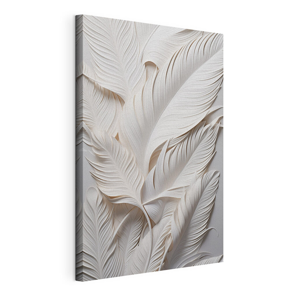 White feathers on a white surface