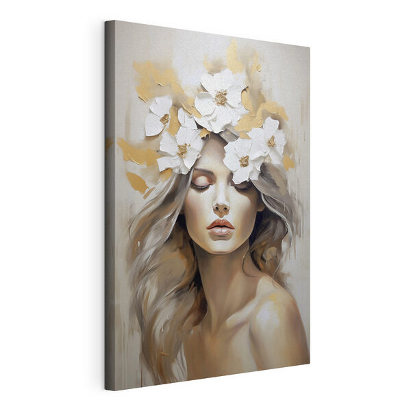 Quadri Dipinto raffigurante una donna con dei fiori tra i capelli (COD: s46757) Quadri Quadri Dipinto raffigurante una donna con dei fiori tra i capelli (COD: s46757)