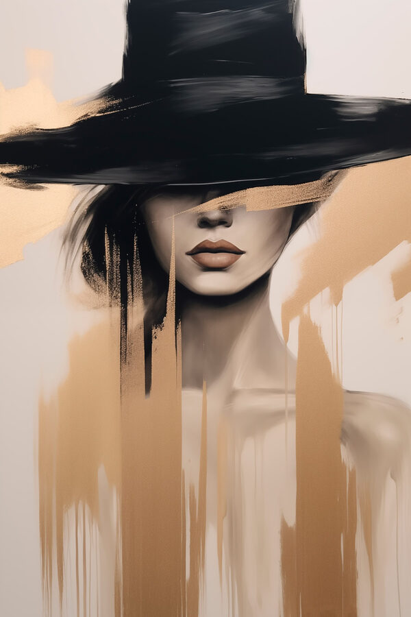 Painting of a woman with a black hat