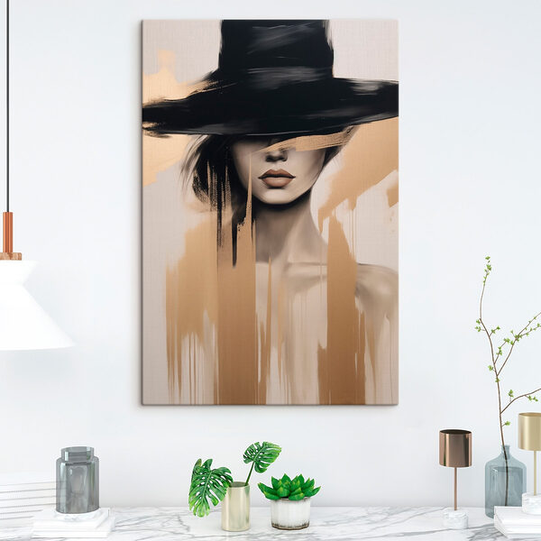 Painting of a woman with a black hat