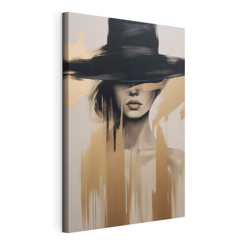 Painting of a woman with a black hat