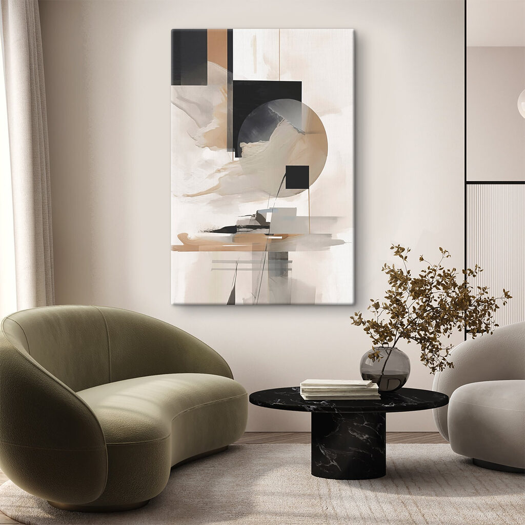 Painting of a circle and squares