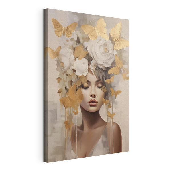 Quadri Dipinto raffigurante una donna con fiori e farfalle (COD: s47005) Quadri Quadri Dipinto raffigurante una donna con fiori e farfalle (COD: s47005)