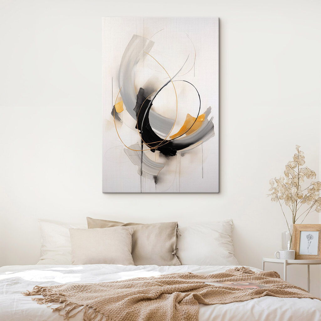 Painting of a black and yellow swirl Painting of a black and yellow swirl