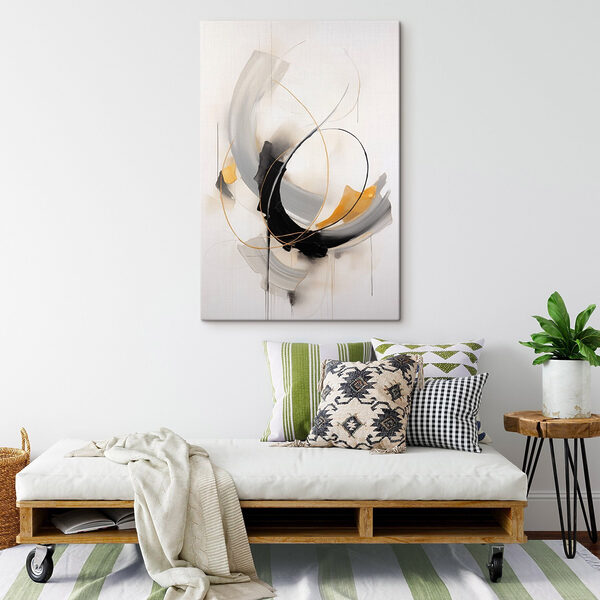 Painting of a black and yellow swirl Painting of a black and yellow swirl