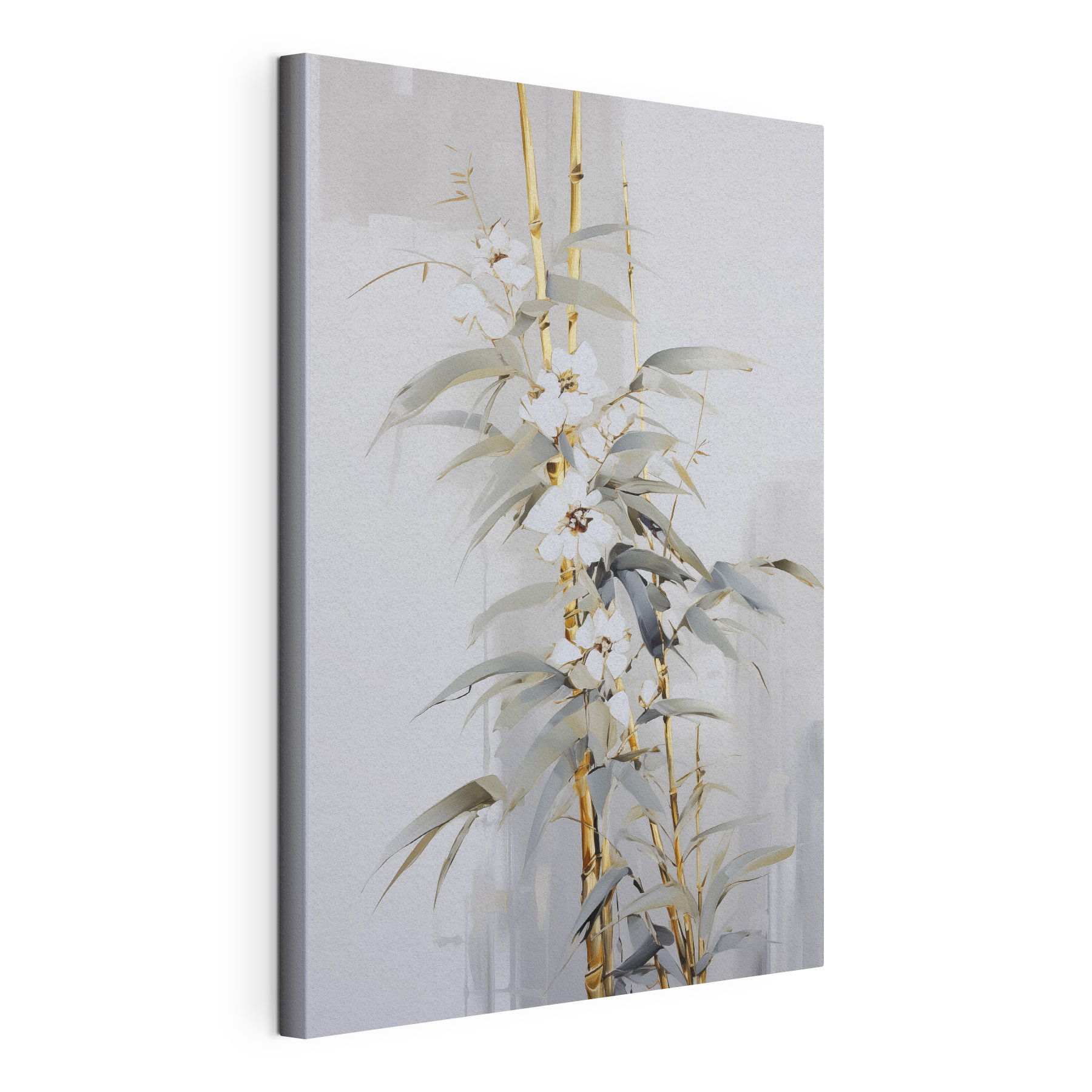 Painting of a plant with white flowers