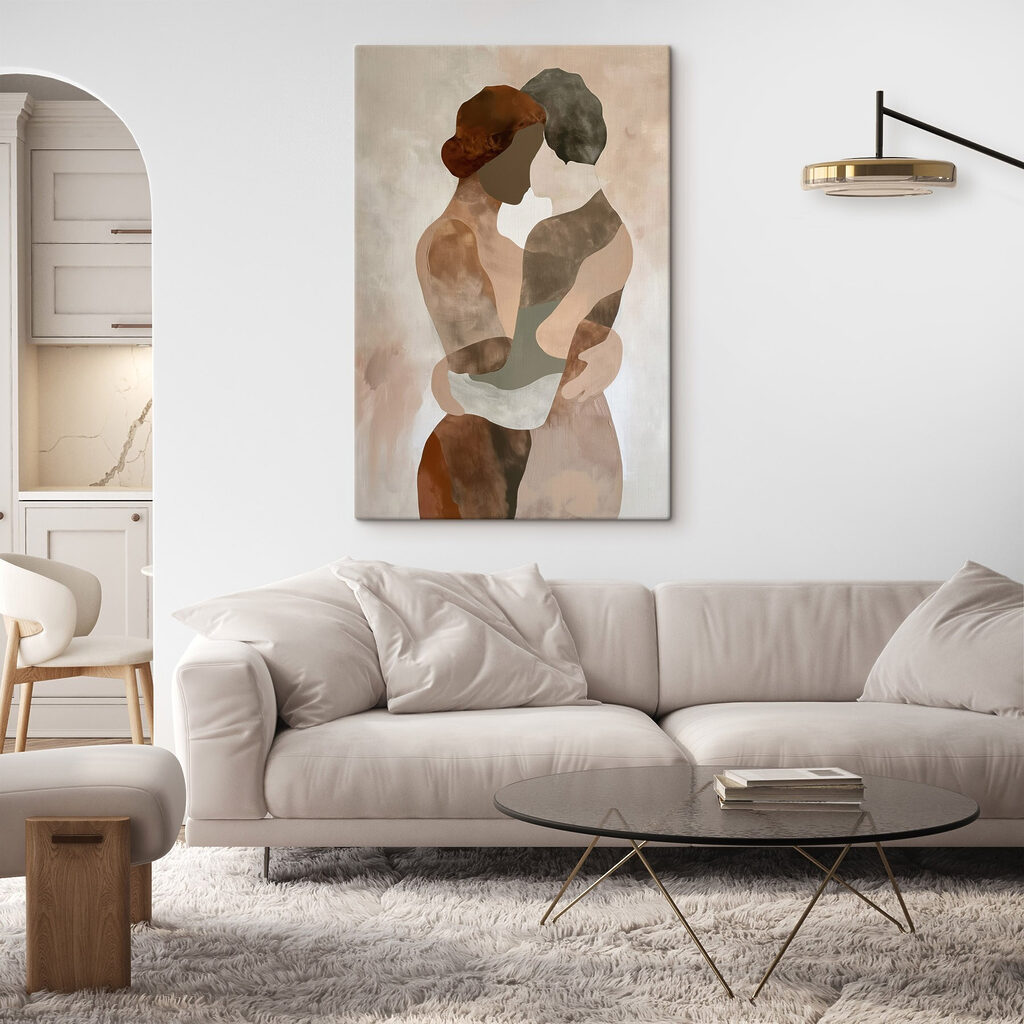 Painting of a couple of people hugging Painting of a couple of people hugging