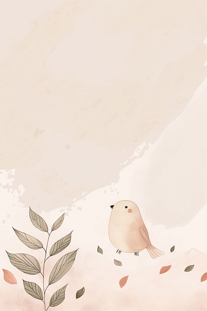 Bird and leaves on a white background