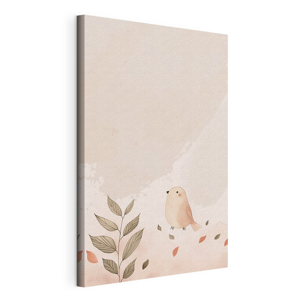 Bird and leaves on a white background