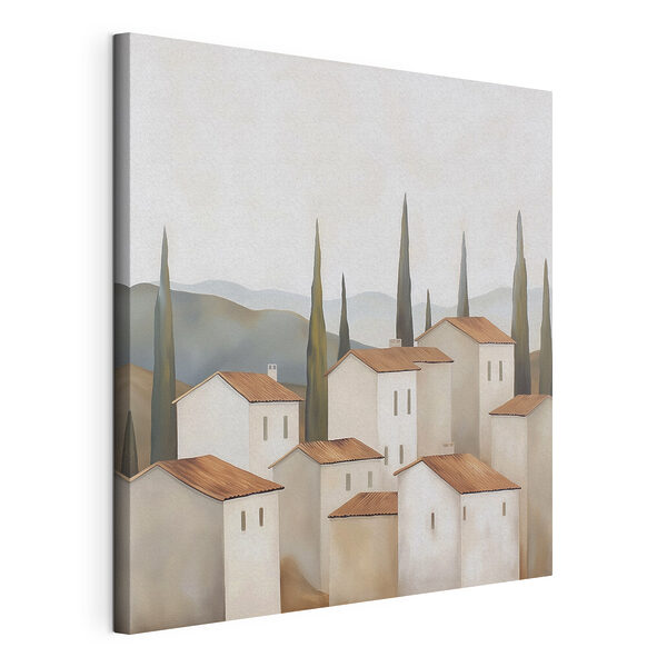 Quadri Gruppo di edifici bianchi con tetti marroni e alberi (COD: s47069) Quadri Quadri Gruppo di edifici bianchi con tetti marroni e alberi (COD: s47069)