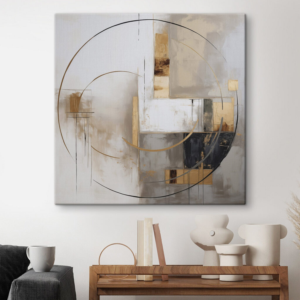 Painting of a circle and squares
