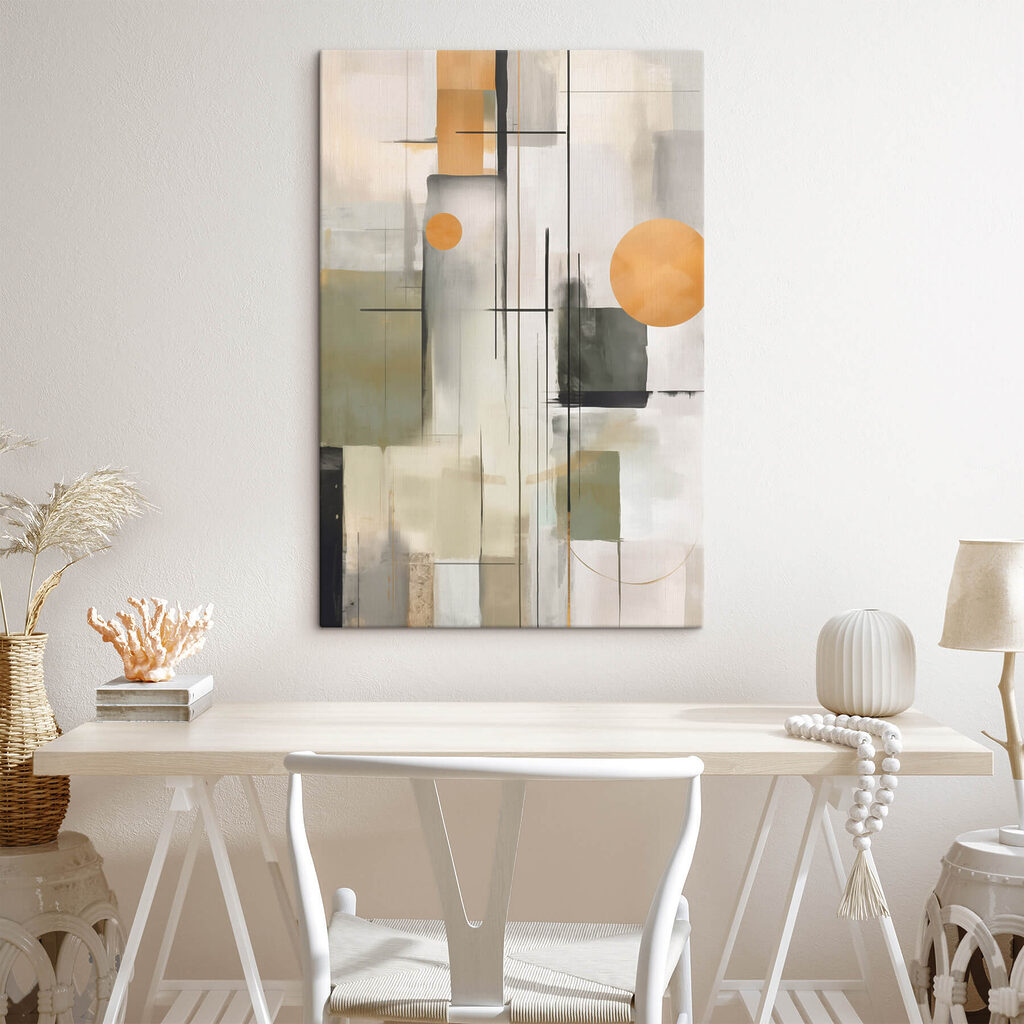 Painting of a white and grey art