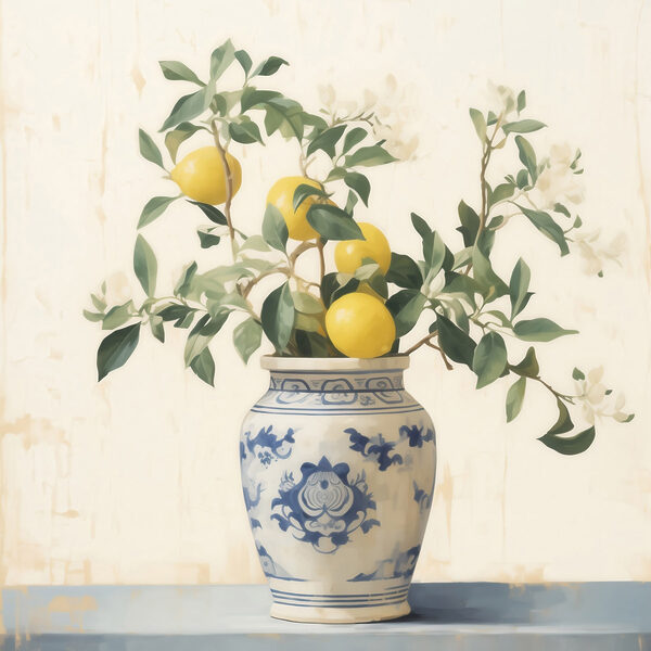 Vase with lemons in it
