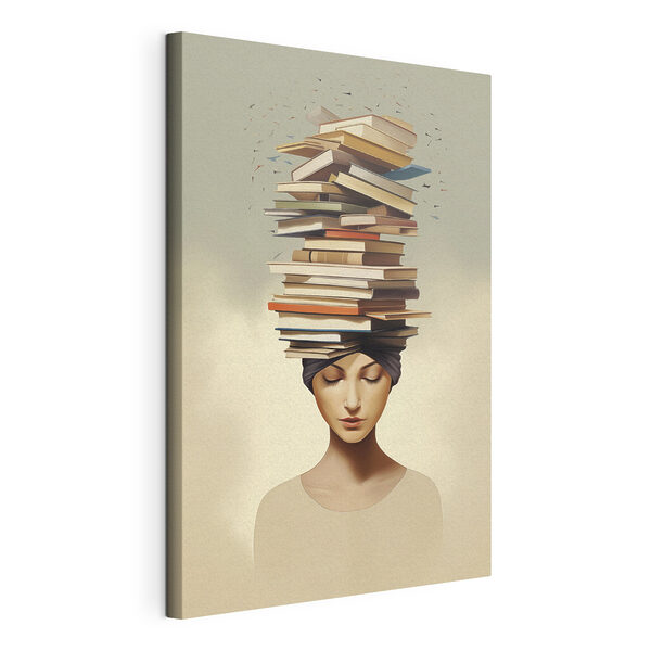 Donna con dei libri sulla testa Quadri Donna con dei libri sulla testa