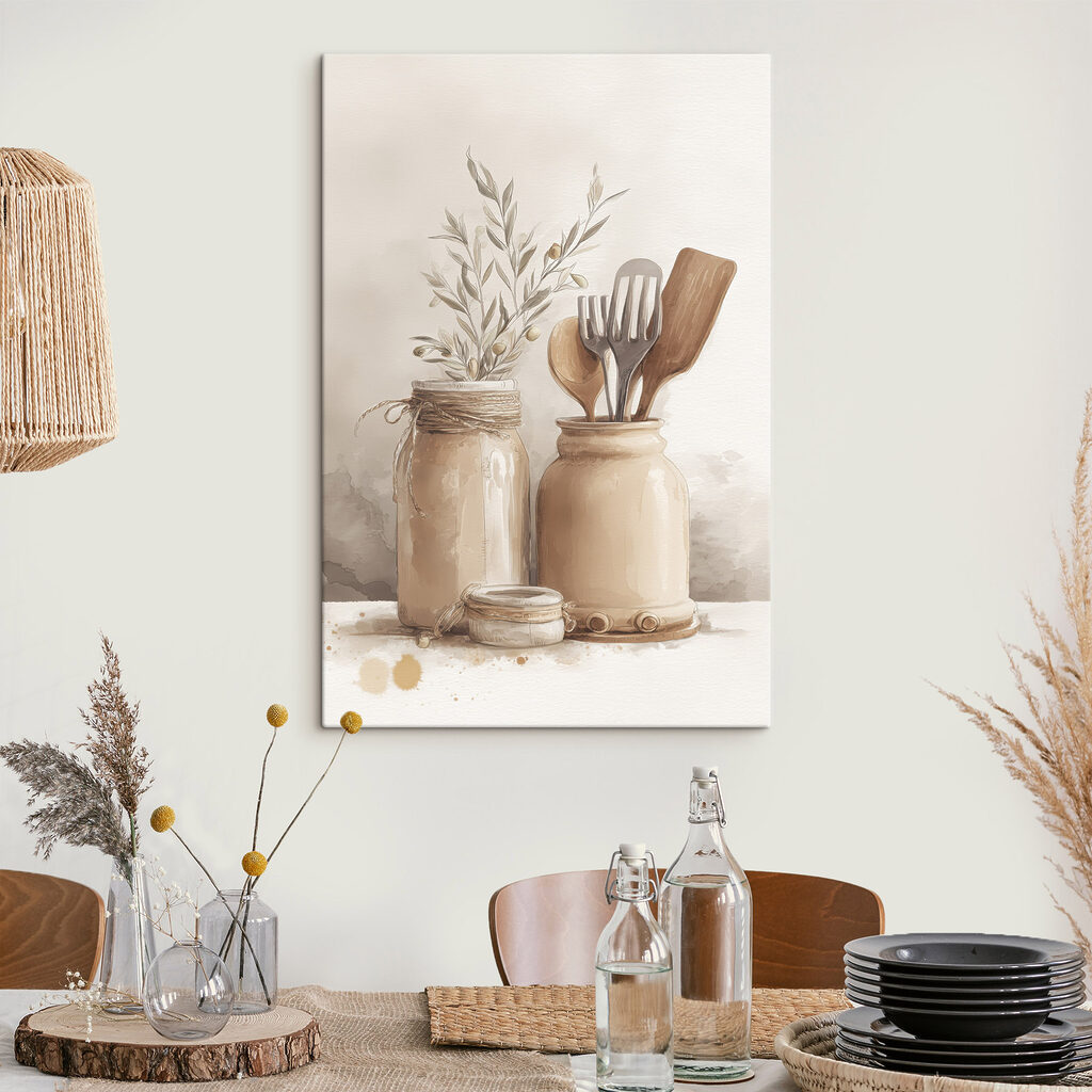 Painting of jars with utensils Painting of jars with utensils