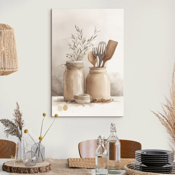 Painting of jars with utensils Painting of jars with utensils