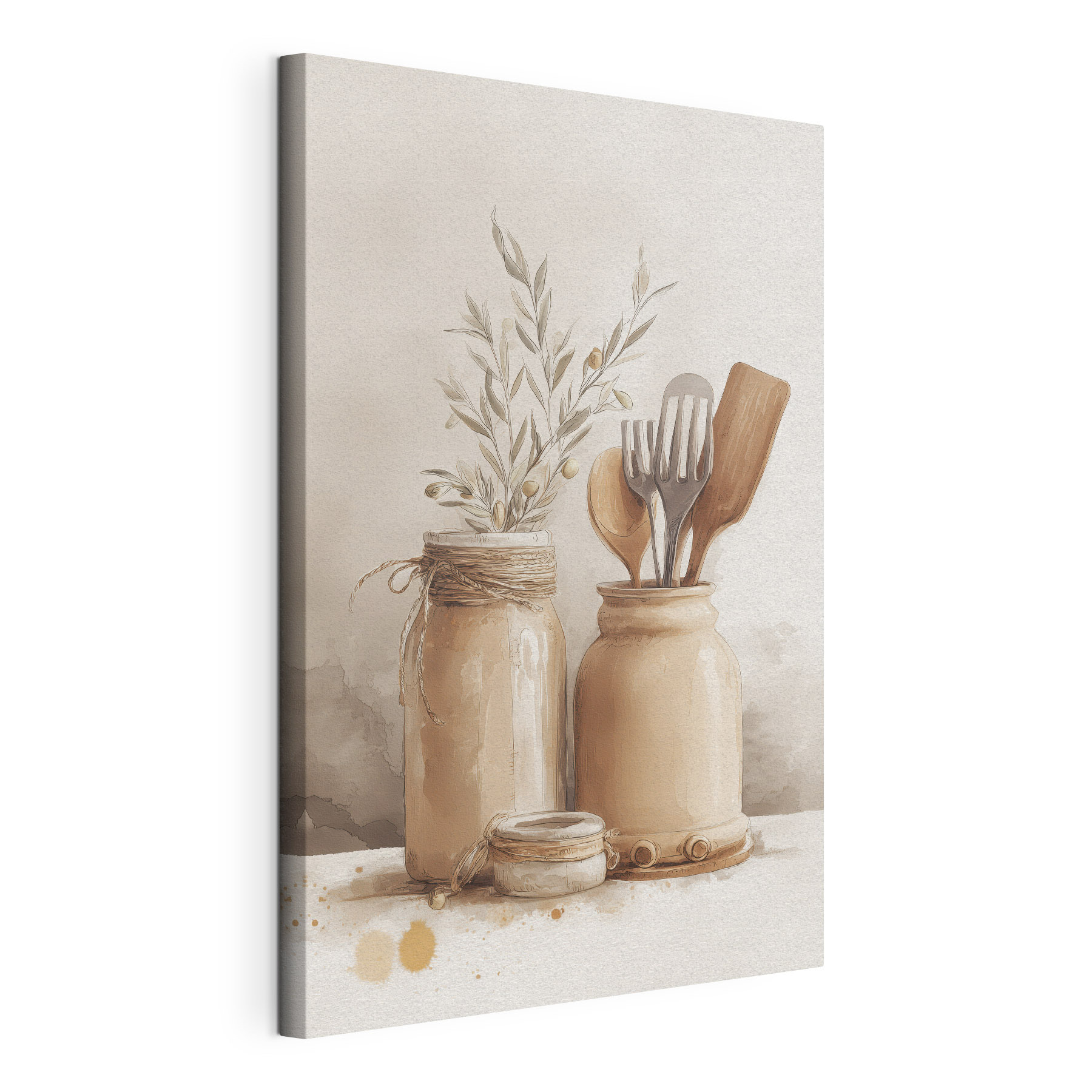 Painting of jars with utensils Painting of jars with utensils