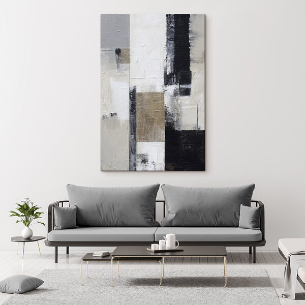 Painting of a white and black rectangular object