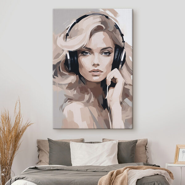 Woman wearing headphones