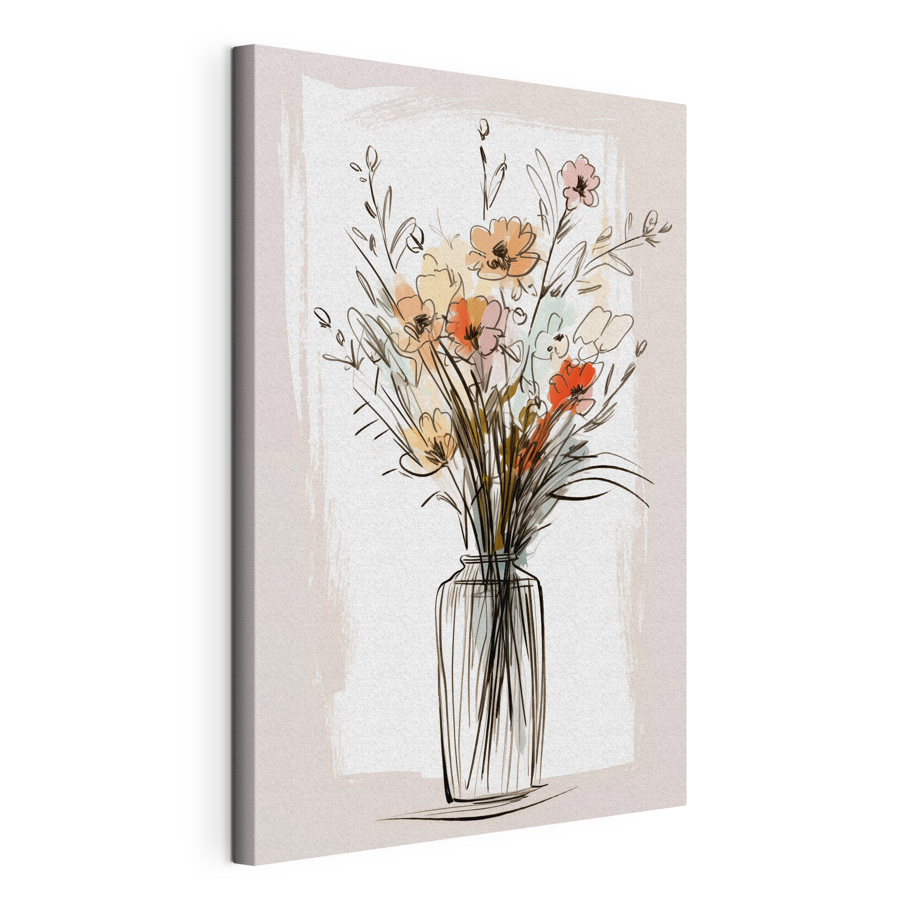 Drawing of flowers in a vase