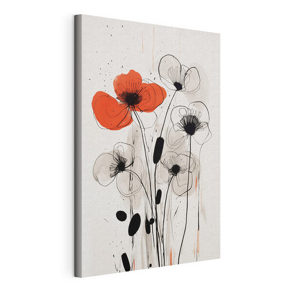 Quadri Quadri Dipinto di fiori realizzato con inchiostro bianco e nero (COD: s47500)